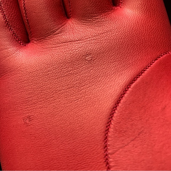 Red leather gloves size 8 - Picture 3 of 4